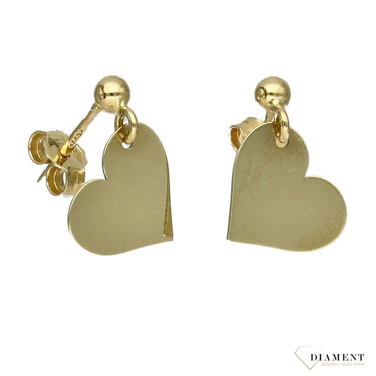 Złote kolczyki 585 wiszące serca KL 3016.jpg